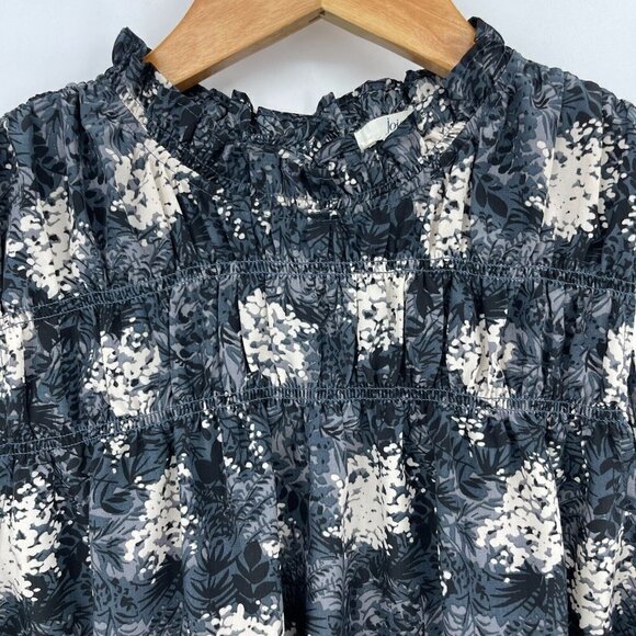 Joie Baltic Print Silky Sleeveless Keyhole Back Floral Top Smocked - Picture 4 of 8